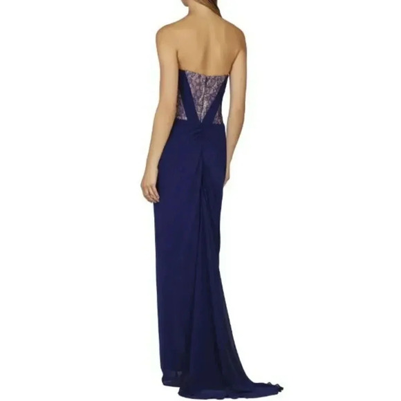 BCBGMAXAZRIA BLUE NATALEA STRAPLESS RUCHED-BODICE GOWN SIZE 4 - Picture 3 of 15
